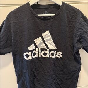adidas Black Short-Sleeve Logo Tee with White Trefoil